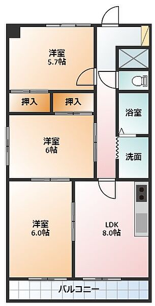 タウンライフ堀川 3B｜三重県四日市市鵜の森1丁目(賃貸マンション3LDK・3階・65.40㎡)の写真 その2