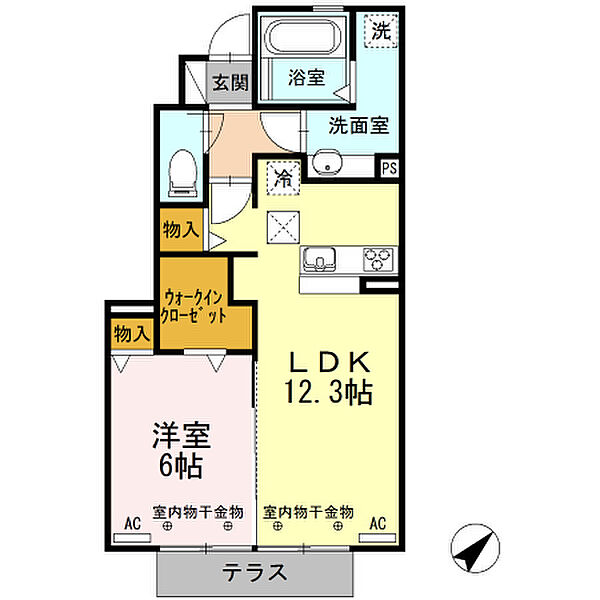 ウィステリア　コート 102｜三重県四日市市蒔田2丁目(賃貸アパート1LDK・1階・47.97㎡)の写真 その2