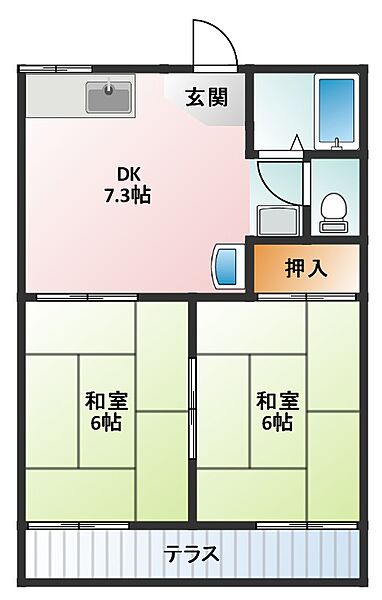 画像2:同建物別部屋の間取りでございます。