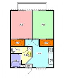 サンコーポ 2DKの間取図画像