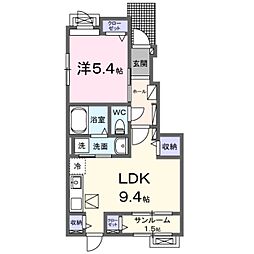 プリマ オランジェ 1LDKの間取図画像