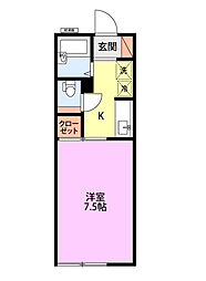 セジュール宮内C 1Kの間取図画像