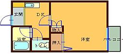 グリーンハイツ川崎 1Kの間取図画像