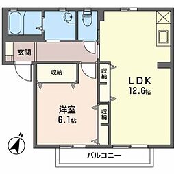 アンソレーユA 1LDKの間取図画像