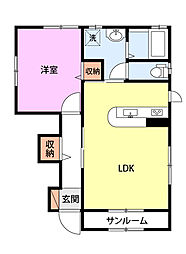 プライムコート江陽C 1LDKの間取図画像