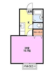 パークサイド長峰2 1Kの間取図画像