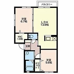 カーサリオ 2LDKの間取図画像