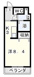 Casa Solare 4階ワンルームの間取り