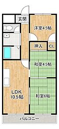 マーシハイツ 3階3LDKの間取り