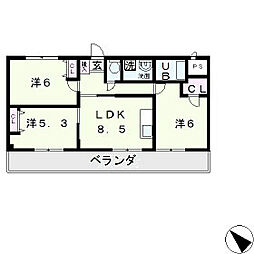 エヌハイム 3LDKの間取図画像
