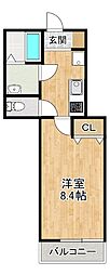 めぞん吉身 1Kの間取図画像