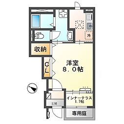 フリージアR 1Kの間取図画像