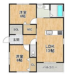 J Bloom 2LDKの間取図画像