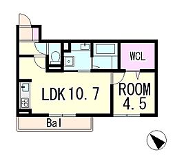 ホワイトクレイン野洲 1LDKの間取図画像