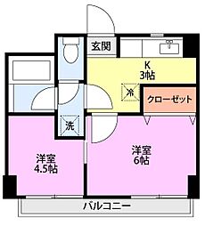 本町セブンハイツ 2Kの間取図画像