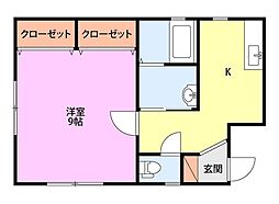 トワール東堀 1Kの間取図画像