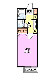 メゾンソレイユ 1Kの間取図画像