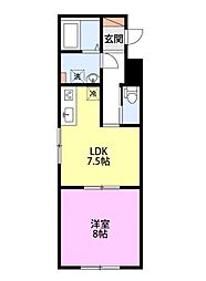 ヴェルドミール万代 1LDKの間取図画像