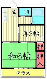 銀明荘 2Kの間取図画像