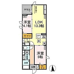 つくばエクスプレス 六町駅 徒歩7分の賃貸アパート 1階2SLDKの間取り