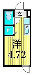JR常磐線 金町駅 徒歩6分の賃貸アパート 1階ワンルームの間取り