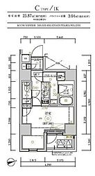 東京メトロ千代田線 北千住駅 徒歩10分の賃貸マンション 7階1Kの間取り