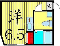 ヴィラート新柴又 1階ワンルームの間取り