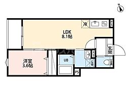 JR常磐線 亀有駅 徒歩11分の賃貸アパート 2階1LDKの間取り