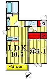 Ｒｅｖｅ向島 2階1LDKの間取り