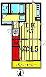 京成押上線 京成曳舟駅 徒歩9分の賃貸アパート 1階1DKの間取り
