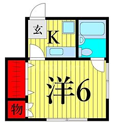京成本線 京成高砂駅 徒歩3分の賃貸アパート 2階1Kの間取り