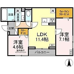 With Grace Heaven 1階2LDKの間取り