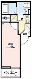 京成押上線 京成曳舟駅 徒歩8分の賃貸アパート 2階1Kの間取り