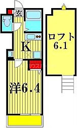 JR常磐線 金町駅 徒歩9分の賃貸アパート 3階1Kの間取り