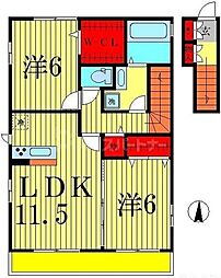 パルル・A 2LDKの間取図画像