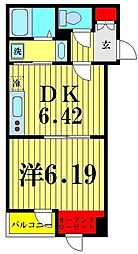 アンベリール北小岩 1DKの間取図画像