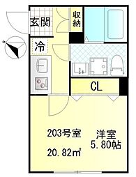 江戸川区西小岩3丁目アパート 1Kの間取図画像