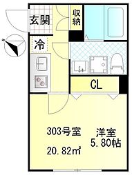 江戸川区西小岩3丁目アパート 1Kの間取図画像