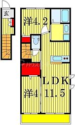 クレセントB 2LDKの間取図画像