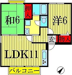 ディーセント 2LDKの間取図画像