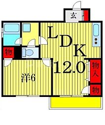 コーポラスウエダ 1LDKの間取図画像