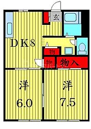 ドエル立石 2DKの間取図画像