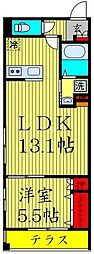 メゾンフローラ 1LDKの間取図画像