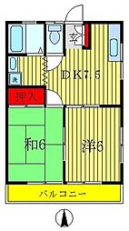 ハイツ豊 2DKの間取図画像