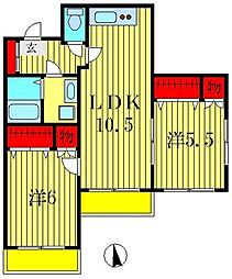 エーデルハイム 2LDKの間取図画像