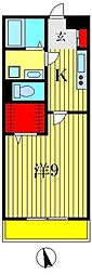 ブランエール 1Kの間取図画像