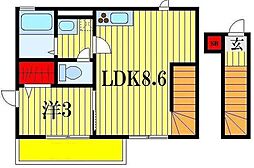 マーブル 1LDKの間取図画像