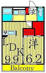 ボヌール1 1LDKの間取図画像