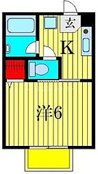 六親荘 1Kの間取図画像
