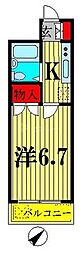 T.Kグレイスビル 1Kの間取図画像